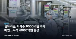 셀트리온, 자사주 1000억원 추가 매입…누적 4000억원 결정