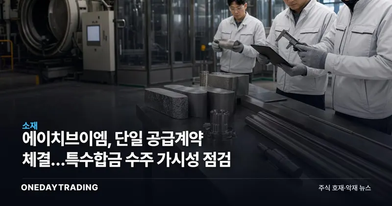 에이치브이엠, 단일 공급계약 체결…특수합금 수주 가시성 점검