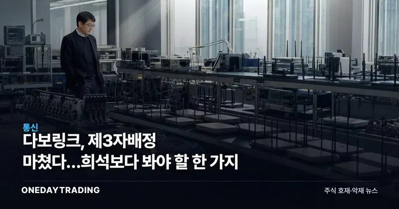 다보링크, 제3자배정 마쳤다…희석보다 봐야 할 한 가지