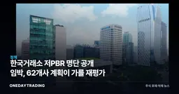 한국거래소 저PBR 명단 공개 임박, 62개사 계획이 가를 재평가