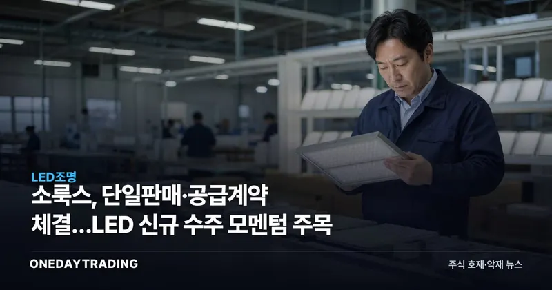 소룩스, 단일판매·공급계약 체결…LED 신규 수주 모멘텀 주목