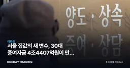 서울 집값의 새 변수, 30대 증여자금 4조4407억원이 만든 격차