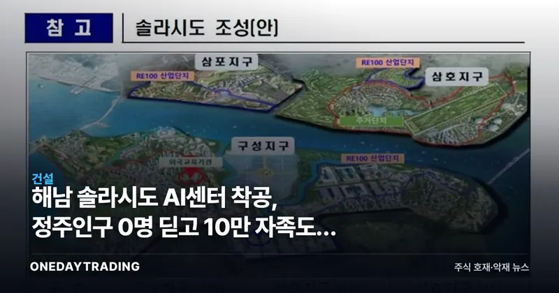 해남 솔라시도 AI센터 착공, 정주인구 0명 딛고 10만 자족도시 도전