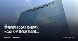 한양증권 500억 유상증자, KCGI 자본확충과 장외파생 신사업의 투자 셈법