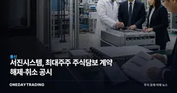서진시스템, 최대주주 주식담보 계약 해제·취소 공시