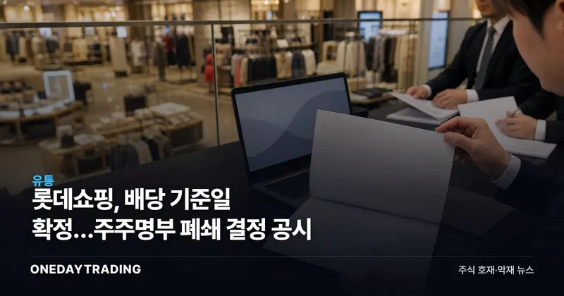 롯데쇼핑, 배당 기준일 확정…주주명부 폐쇄 결정 공시