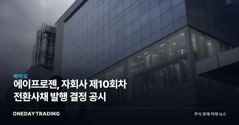 에이프로젠, 자회사 제10회차 전환사채 발행 결정 공시