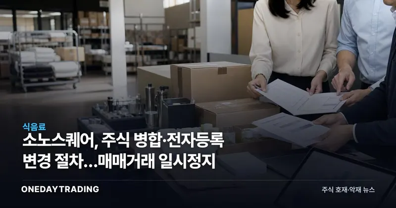 소노스퀘어, 주식 병합·전자등록 변경 절차…매매거래 일시정지