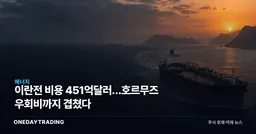 이란전 비용 451억달러…호르무즈 우회비까지 겹쳤다