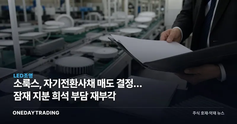 소룩스, 자기전환사채 매도 결정… 잠재 지분 희석 부담 재부각