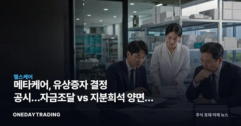 메타케어, 유상증자 결정 공시…자금조달 vs 지분희석 양면성 부각