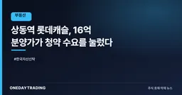 상동역 롯데캐슬, 16억 분양가가 청약 수요를 눌렀다