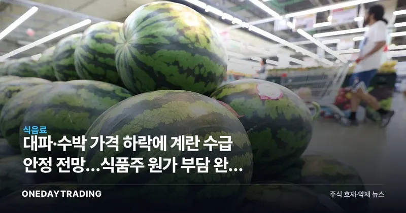 대파·수박 가격 하락에 계란 수급 안정 전망…식품주 원가 부담 완화 주목