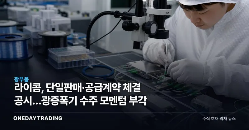 라이콤, 단일판매·공급계약 체결 공시…광증폭기 수주 모멘텀 부각
