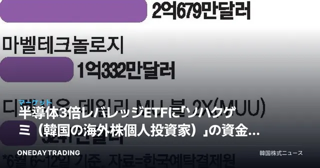 半導体3倍レバレッジETFに「ソハクゲミ（韓国の海外株個人投資家）」の資金が集中、調整局面は好機か