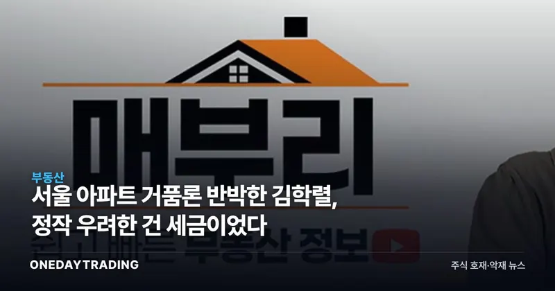 서울 아파트 거품론 반박한 김학렬, 정작 우려한 건 세금이었다