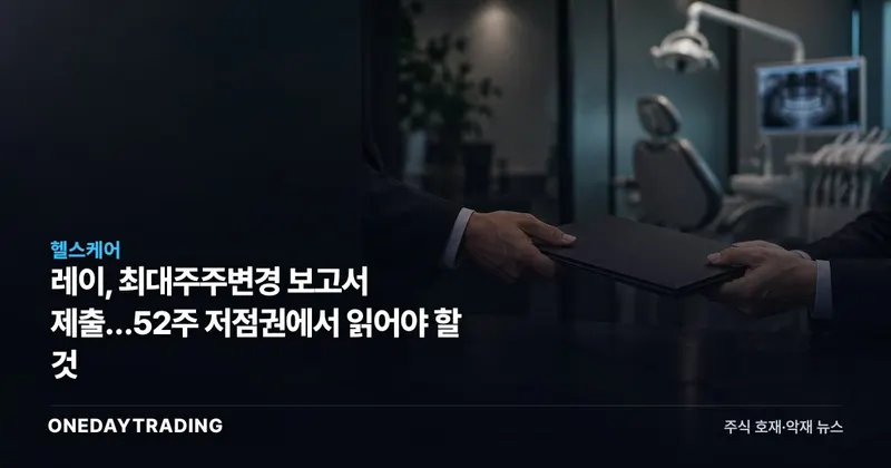 레이, 최대주주변경 보고서 제출…52주 저점권에서 읽어야 할 것