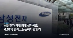 삼성전자 역대 최대 실적에도 6.51% 급락…눈높이가 갈랐다