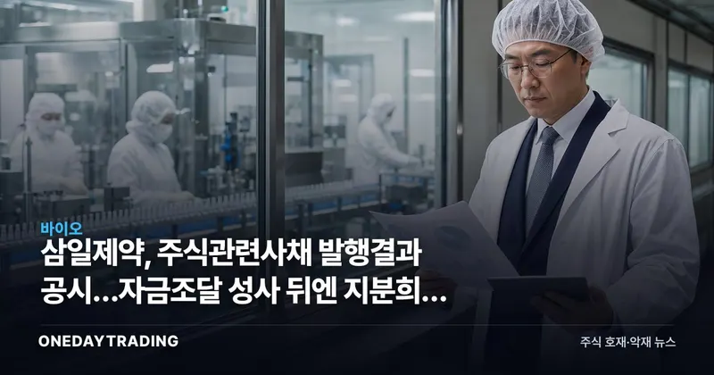 삼일제약, 주식관련사채 발행결과 공시…자금조달 성사 뒤엔 지분희석 변수