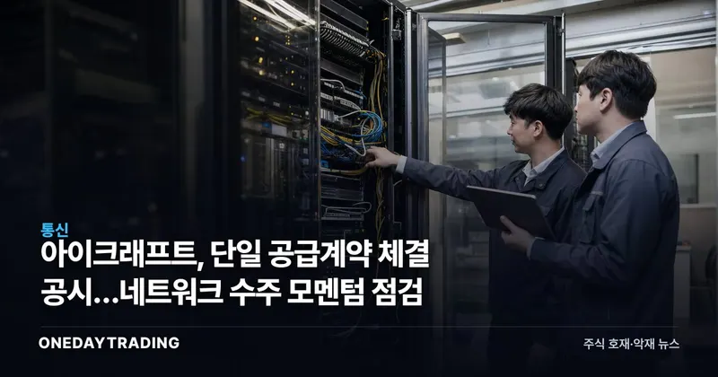 아이크래프트, 단일 공급계약 체결 공시…네트워크 수주 모멘텀 점검