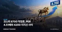 코스피 8700 적정론, PER 4.51배와 4200 지지선 사이