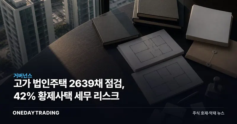 고가 법인주택 2639채 점검, 42% 황제사택 세무 리스크