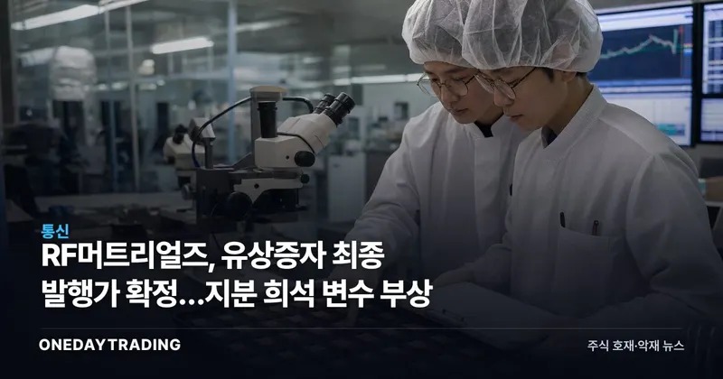 RF머트리얼즈, 유상증자 최종 발행가 확정…지분 희석 변수 부상