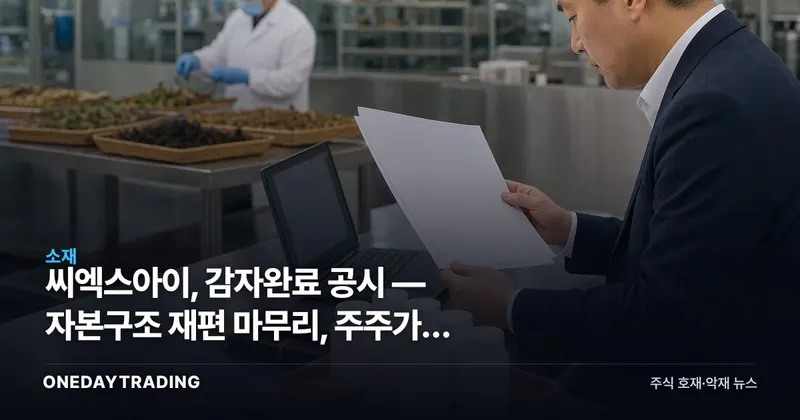 씨엑스아이, 감자완료 공시 — 자본구조 재편 마무리, 주주가치 영향 주목
