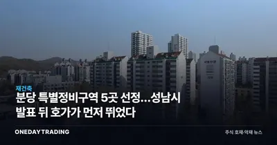 분당 특별정비구역 5곳 선정…성남시 발표 뒤 호가가 먼저 뛰었다