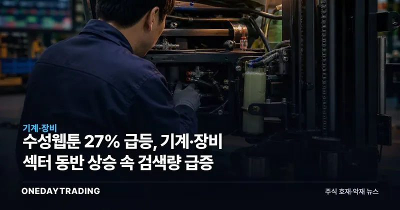 수성웹툰 27% 급등, 기계·장비 섹터 동반 상승 속 검색량 급증