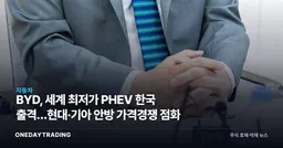 BYD, 세계 최저가 PHEV 한국 출격…현대·기아 안방 가격경쟁 점화