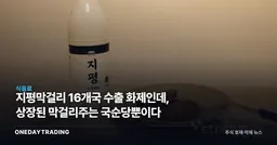 지평막걸리 16개국 수출 화제인데, 상장된 막걸리주는 국순당뿐이다