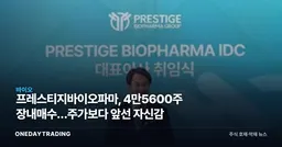 프레스티지바이오파마, 4만5600주 장내매수…주가보다 앞선 자신감