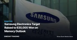 Samsung Electronics Target Raised to 630,000 Won on Memory Outlook