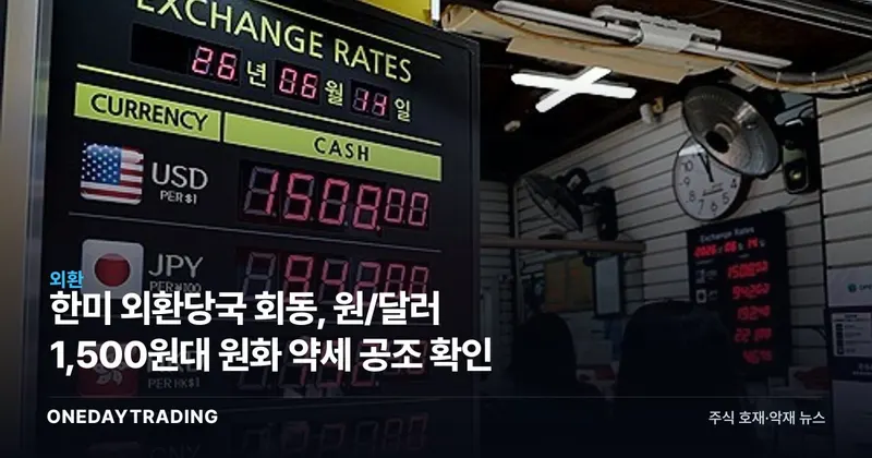 한미 외환당국 회동, 원/달러 1,500원대 원화 약세 공조 확인