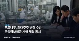 푸드나무, 최대주주 변경 수반 주식담보제공 계약 체결 공시