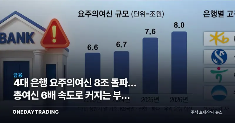 4대 은행 요주의여신 8조 돌파… 총여신 6배 속도로 커지는 부실 경고음