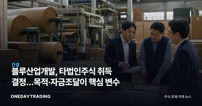 블루산업개발, 타법인주식 취득 결정…목적·자금조달이 핵심 변수