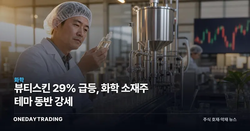 뷰티스킨 29% 급등, 화학 소재주 테마 동반 강세