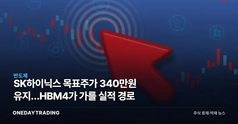 SK하이닉스 목표주가 340만원 유지…HBM4가 가를 실적 경로