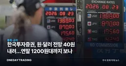 한국투자증권, 원·달러 전망 40원 내려…연말 1200원대까지 보나