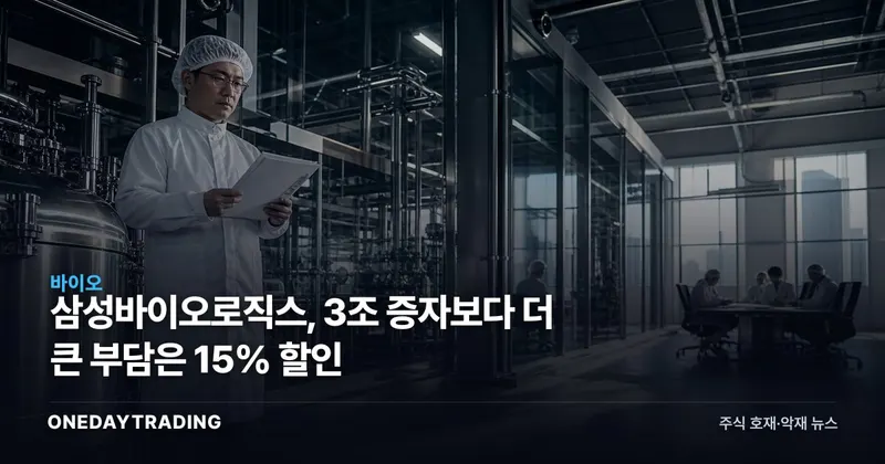 삼성바이오로직스, 3조 증자보다 더 큰 부담은 15% 할인