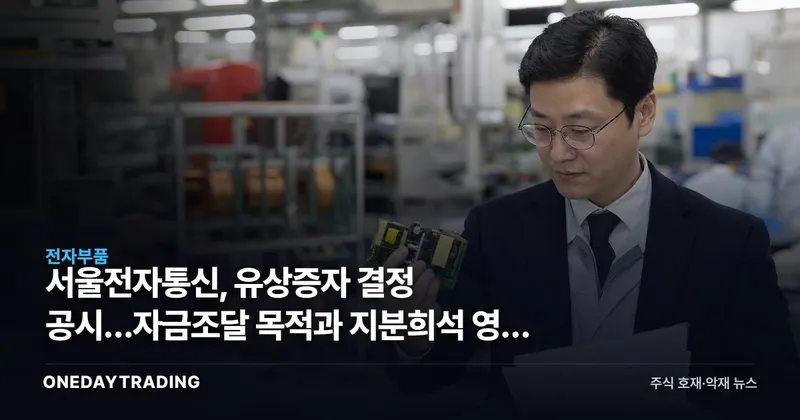 서울전자통신, 유상증자 결정 공시…자금조달 목적과 지분희석 영향 주목