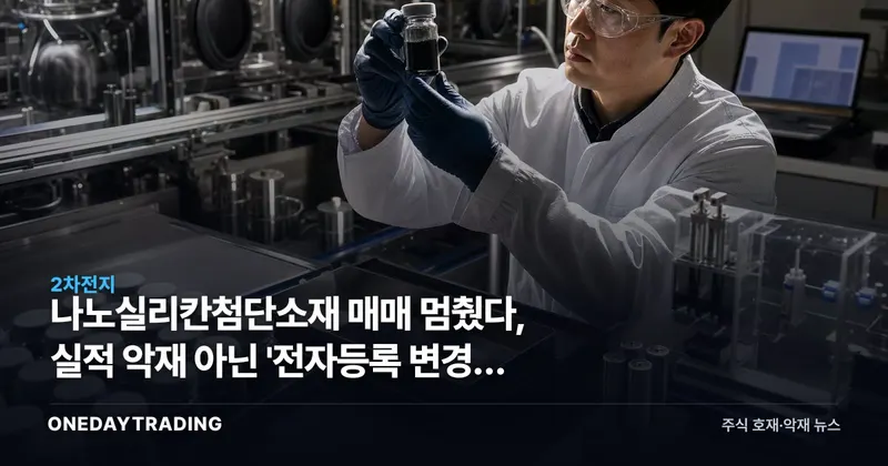 나노실리칸첨단소재 매매 멈췄다, 실적 악재 아닌 '전자등록 변경' 탓**