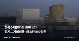 한국수력원자력 원전 4기 정지…기회비용 1조8천919억원