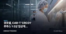 큐로셀, CAR-T 'CRC01' 루푸스 1·2상 임상계획 변경승인…자가면역 확장