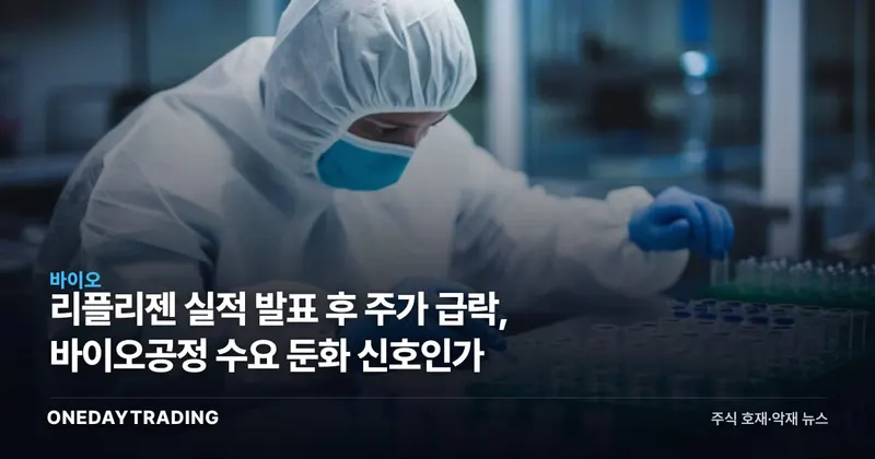 리플리젠 실적 발표 후 주가 급락, 바이오공정 수요 둔화 신호인가