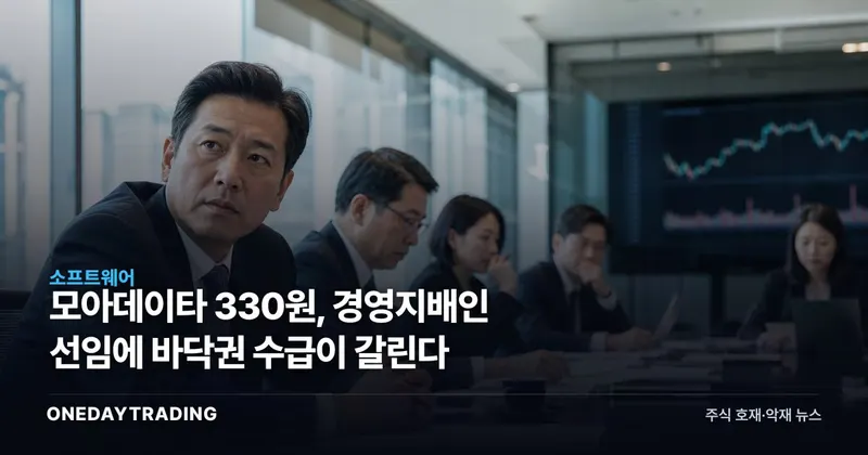 모아데이타 330원, 경영지배인 선임에 바닥권 수급이 갈린다