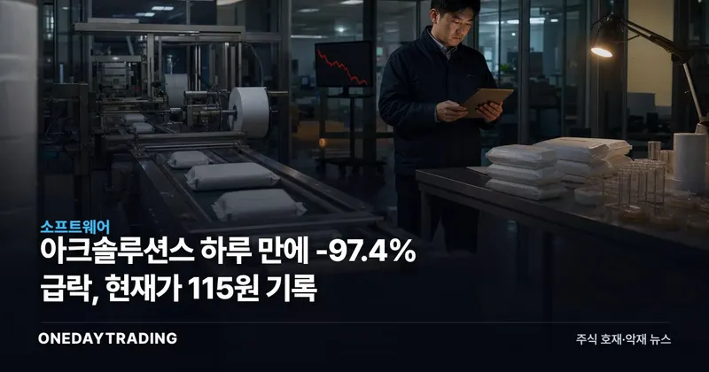 아크솔루션스 하루 만에 -97.4% 급락, 현재가 115원 기록