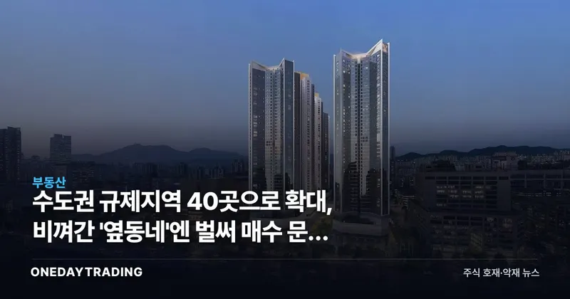 수도권 규제지역 40곳으로 확대, 비껴간 '옆동네'엔 벌써 매수 문의 몰린다